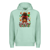 Seafoam santa's favorite secretary afro messy bun Premium Hoodie - texasbilliewilder