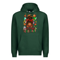 Sports Green santa's favorite secretary afro messy bun Premium Hoodie - texasbilliewilder