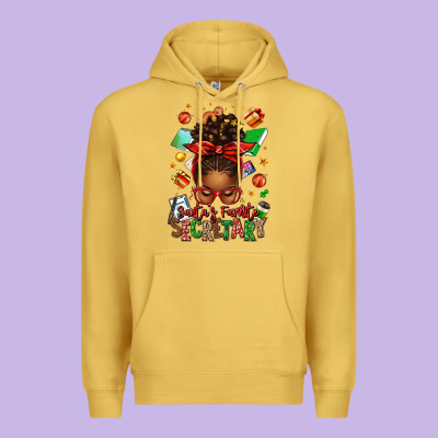 Santa's Favorite Secretary Afro Messy Bun Premium Hoodie Designed By Texasbilliewilder