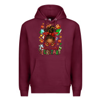 Burgundy santa's favorite secretary afro messy bun Premium Hoodie - texasbilliewilder