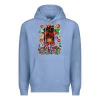 Colony Blue santa's favorite secretary afro messy bun Premium Hoodie - texasbilliewilder