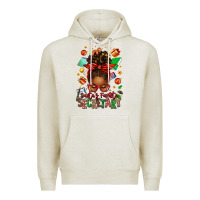Oatmeal Heather santa's favorite secretary afro messy bun Premium Hoodie - texasbilliewilder