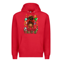 Red santa's favorite secretary afro messy bun Premium Hoodie - texasbilliewilder