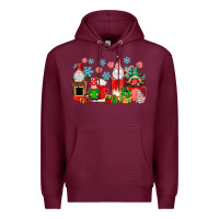 Burgundy christmas gnomes coffee cups Premium Hoodie - texasbilliewilder
