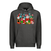 Charcoal Heather christmas gnomes coffee cups Premium Hoodie - texasbilliewilder