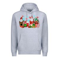 Heather Grey christmas gnomes coffee cups Premium Hoodie - texasbilliewilder