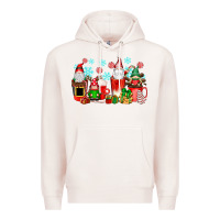 Pale Pink christmas gnomes coffee cups Premium Hoodie - texasbilliewilder