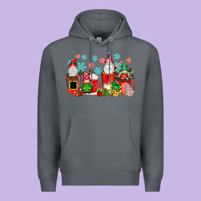 Christmas Gnomes Coffee Cups Premium Hoodie Designed By Texasbilliewilder