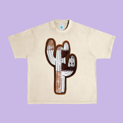Leather Cowhide Cactus Urban Heavy Tee Designed By Ranaportraitstore