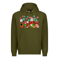 Army Green christmas gnomes coffee cups Premium Hoodie - texasbilliewilder