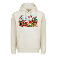 Oatmeal Heather christmas gnomes coffee cups Premium Hoodie - texasbilliewilder