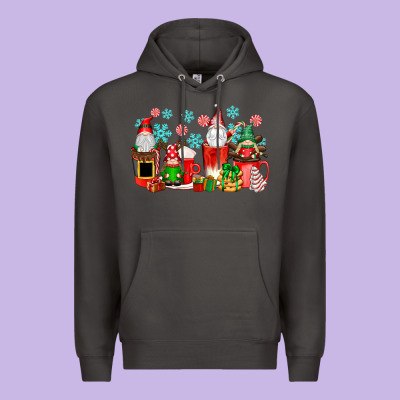 Christmas Gnomes Coffee Cups Premium Hoodie Designed By Texasbilliewilder