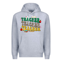 Heather Grey teacher teacher teacher Premium Hoodie - Zillion Design Studio