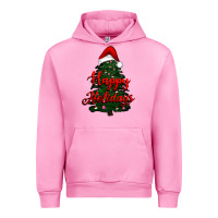 Fuchsia Pink happy holidays christmas tree Urban Hoodie - RanaPortraitStore