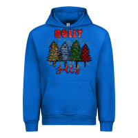 Cobalt holly jolly Christmas trees Urban Hoodie - RanaPortraitStore