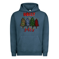 Pigment Midnight Navy holly jolly Christmas trees Urban Hoodie - RanaPortraitStore