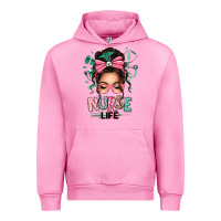 Fuchsia Pink afro messy bun nurse life Urban Hoodie - texasbilliewilder
