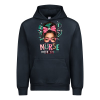 Navy afro messy bun nurse life Urban Hoodie - texasbilliewilder