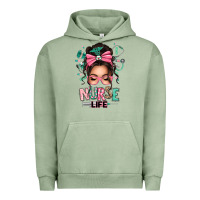 Pigment Oil Green afro messy bun nurse life Urban Hoodie - texasbilliewilder
