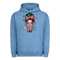 Pigment Pebble Blue afro messy bun nurse life Urban Hoodie - texasbilliewilder