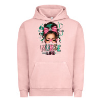 Pigment Salmon afro messy bun nurse life Urban Hoodie - texasbilliewilder