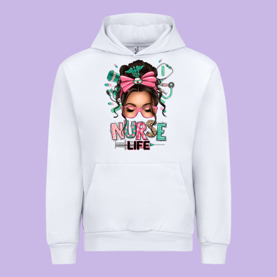 Afro Messy Bun Nurse Life Urban Hoodie Designed By Texasbilliewilder