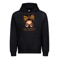 Black caucasian leopard messy bun mom life Urban Hoodie - texasbilliewilder