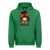 Emerald caucasian leopard messy bun mom life Urban Hoodie - texasbilliewilder