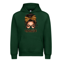 Forest Green caucasian leopard messy bun mom life Urban Hoodie - texasbilliewilder
