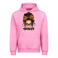 Fuchsia Pink caucasian leopard messy bun mom life Urban Hoodie - texasbilliewilder