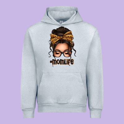 Caucasian Leopard Messy Bun Mom Life Urban Hoodie Designed By Texasbilliewilder
