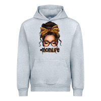 Heather Grey caucasian leopard messy bun mom life Urban Hoodie - texasbilliewilder