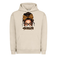 Pigment French Oak caucasian leopard messy bun mom life Urban Hoodie - texasbilliewilder