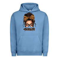 Pigment Pebble Blue caucasian leopard messy bun mom life Urban Hoodie - texasbilliewilder