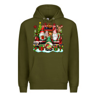 Army Green christmas gnome truck Premium Hoodie - texasbilliewilder