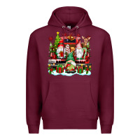 Burgundy christmas gnome truck Premium Hoodie - texasbilliewilder