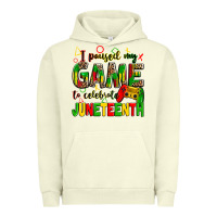 Pigment Pistachio I paused my game to celebrate Juneteenth Urban Hoodie - Zillion Design Studio