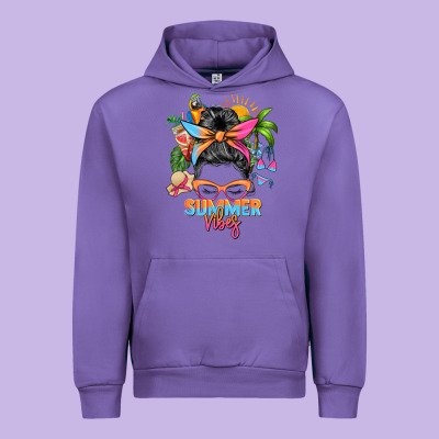Summer Vibes Messy Bun Urban Hoodie Designed By Zillion Design Studio