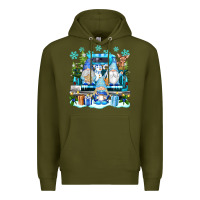 Army Green snowman gnome truck Premium Hoodie - texasbilliewilder