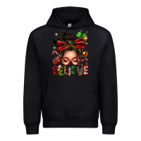 Black christmas believe afro messy bun Urban Hoodie - texasbilliewilder