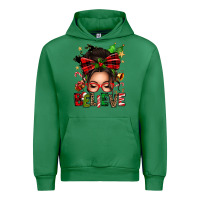 Emerald christmas believe afro messy bun Urban Hoodie - texasbilliewilder
