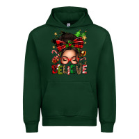 Forest Green christmas believe afro messy bun Urban Hoodie - texasbilliewilder