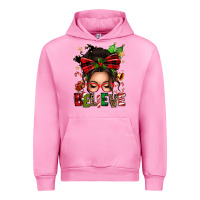 Fuchsia Pink christmas believe afro messy bun Urban Hoodie - texasbilliewilder