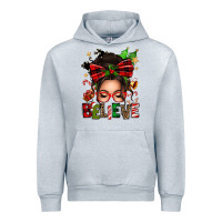Heather Grey christmas believe afro messy bun Urban Hoodie - texasbilliewilder