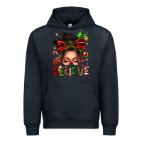 Navy christmas believe afro messy bun Urban Hoodie - texasbilliewilder