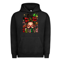 Pigment Black christmas believe afro messy bun Urban Hoodie - texasbilliewilder