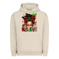 Pigment French Oak christmas believe afro messy bun Urban Hoodie - texasbilliewilder