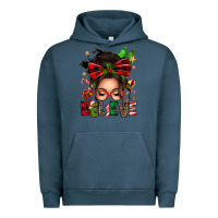 Pigment Midnight Navy christmas believe afro messy bun Urban Hoodie - texasbilliewilder