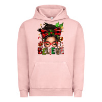 Pigment Salmon christmas believe afro messy bun Urban Hoodie - texasbilliewilder