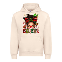 Sandshell christmas believe afro messy bun Urban Hoodie - texasbilliewilder